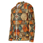 Earthy Geometric Bomber Jacket Mosaic Style Coat