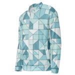 Blue Geometric Bomber Jacket Teal Triangle Coat