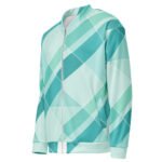 Teal Geometric Bomber Jacket Diagonal Tile Pattern Coat