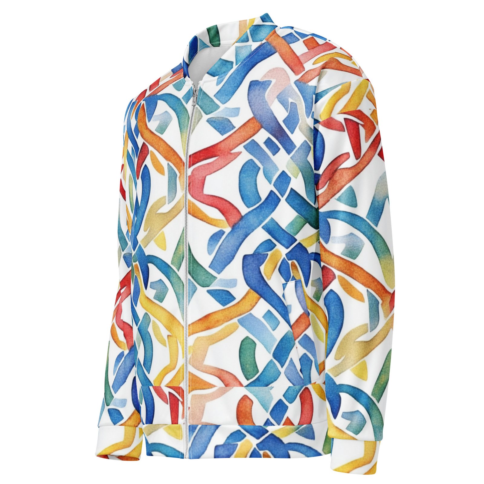 Watercolor Abstract Bomber Jacket Rainbow Brush Coat Watercolor Abstract Bomber Jacket Rainbow Brush Coat