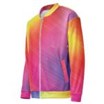 Rainbow Gradient Bomber Jacket Sparkle Diagonal Coat