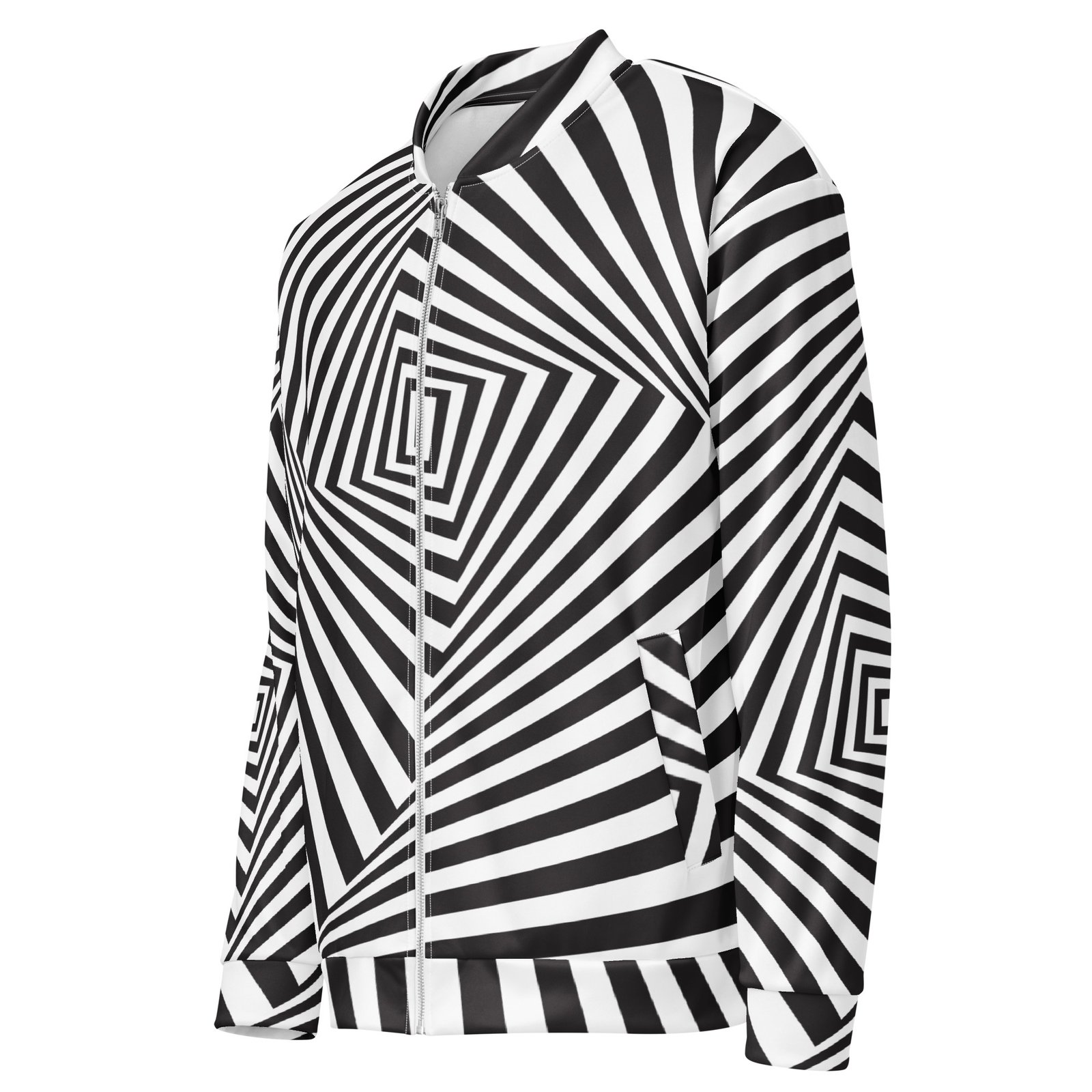 Optical Illusion Bomber Jacket Black White Geometric Optical Illusion Bomber Jacket Black White Geometric