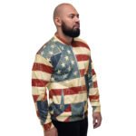 Vintage American Flag Bomber Jacket Distressed Usa