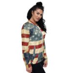 Vintage American Flag Bomber Jacket Distressed Usa