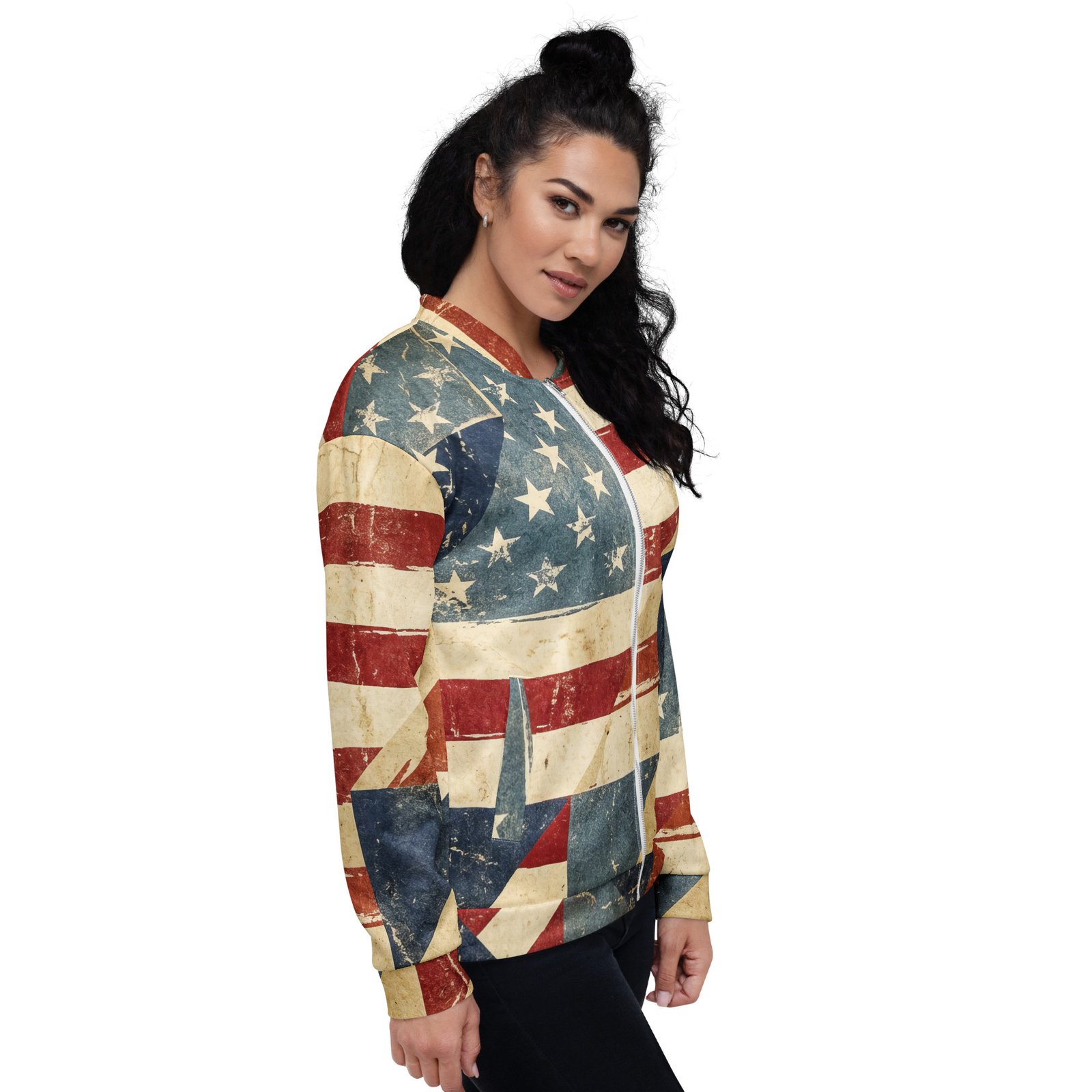 Vintage American Flag Bomber Jacket Distressed Usa Vintage American Flag Bomber Jacket Distressed Usa