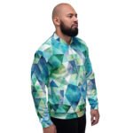 Teal Watercolor Triangle Bomber Jacket Geometric Coat