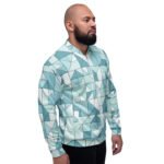 Blue Geometric Bomber Jacket Teal Triangle Coat