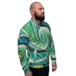 Green Spiral Bomber Jacket Stained Glass Style Coat