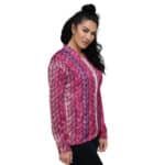 Chunky Knit Bomber Jacket Purple Braided Yarn Coat