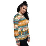 Tribal Stripe Bomber Jacket Colorful Boho Geometric Coat