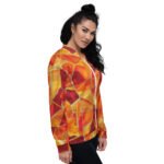 Orange Mosaic Bomber Jacket Warm Geometric Coat