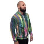 Iridescent Geometric Bomber Jacket Vertical Prism Coat