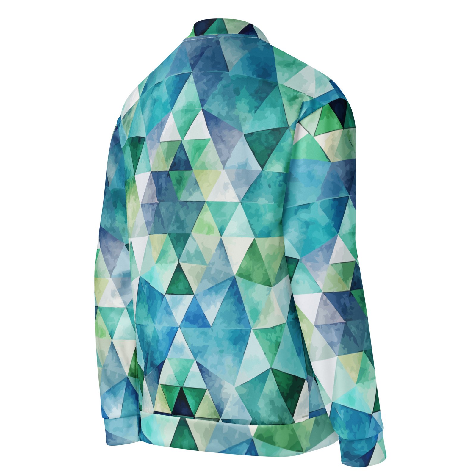 Teal Watercolor Triangle Bomber Jacket Geometric Coat Teal Watercolor Triangle Bomber Jacket Geometric Coat