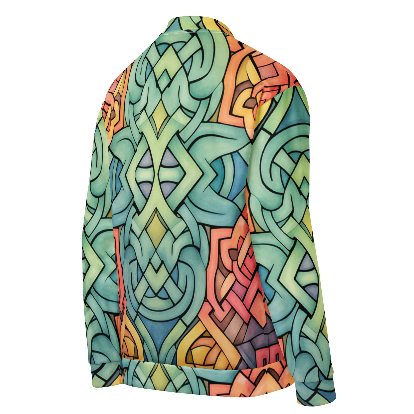 Celtic Knot Bomber Jacket Colorful Watercolor Style Coat Celtic Knot Bomber Jacket Colorful Watercolor Style Coat