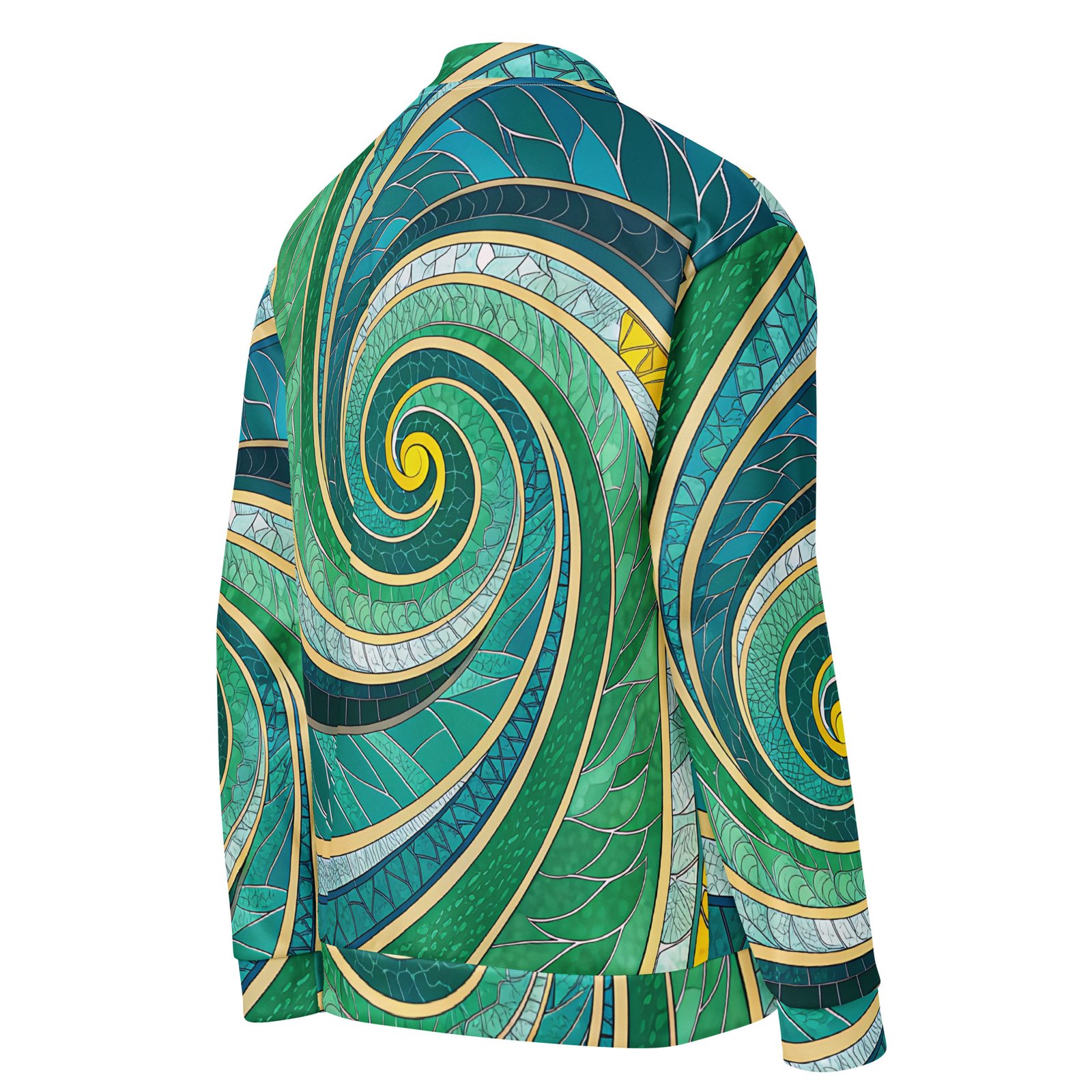 Green Spiral Bomber Jacket Stained Glass Style Coat Green Spiral Bomber Jacket Stained Glass Style Coat