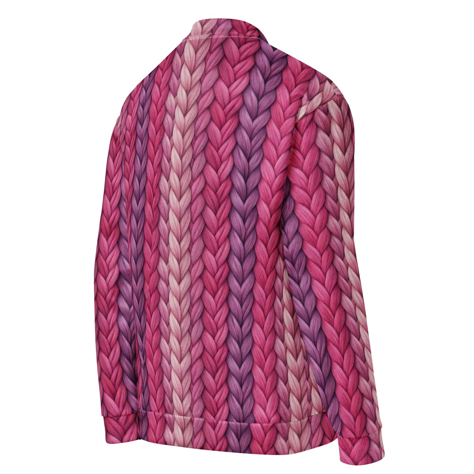 Chunky Knit Bomber Jacket Purple Braided Yarn Coat Chunky Knit Bomber Jacket Purple Braided Yarn Coat
