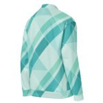 Teal Geometric Bomber Jacket Diagonal Tile Pattern Coat