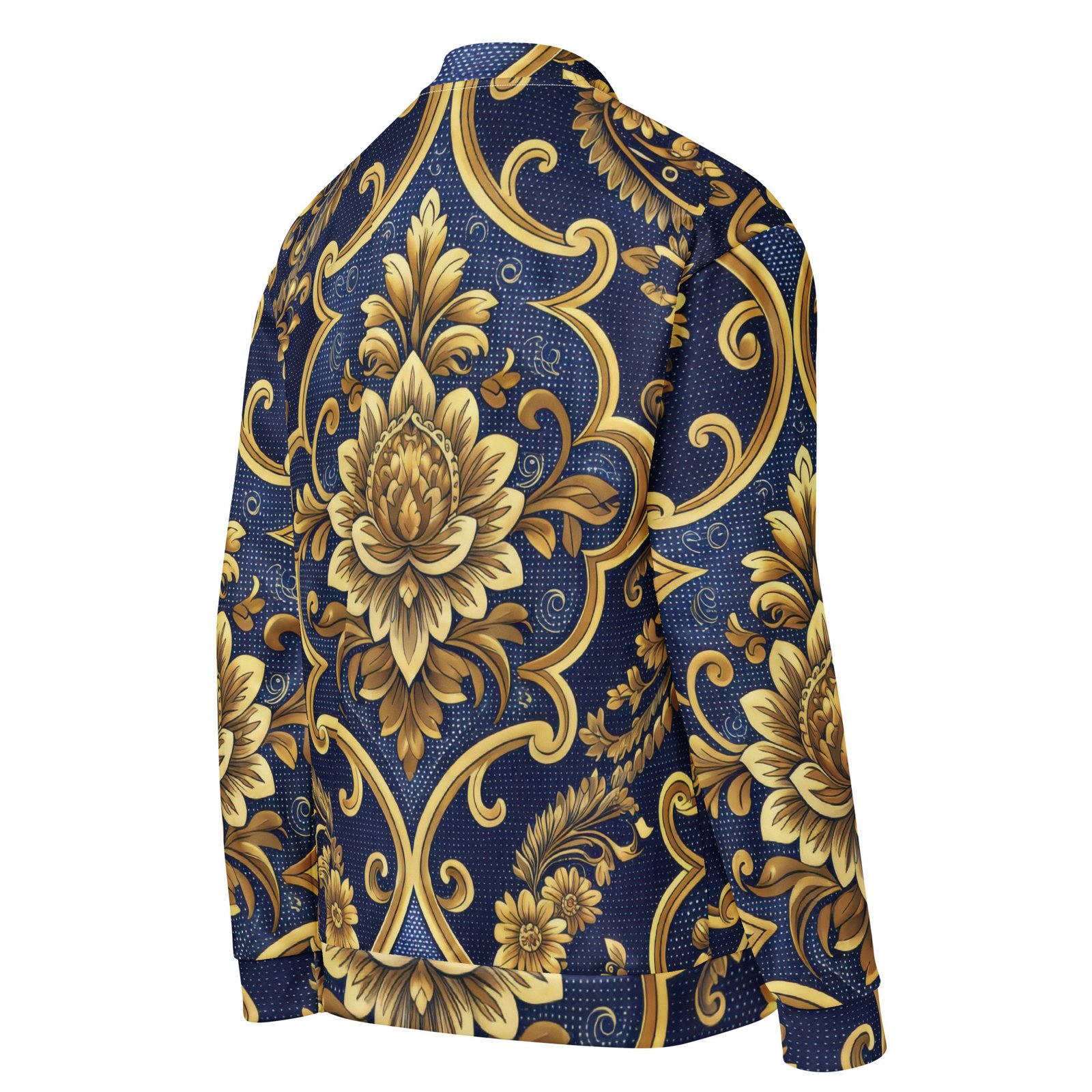 Baroque Gold Bomber Jacket Royal Blue Floral Coat Baroque Gold Bomber Jacket Royal Blue Floral Coat