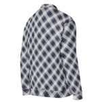 Navy Plaid Bomber Jacket Classic Diagonal Check Coat