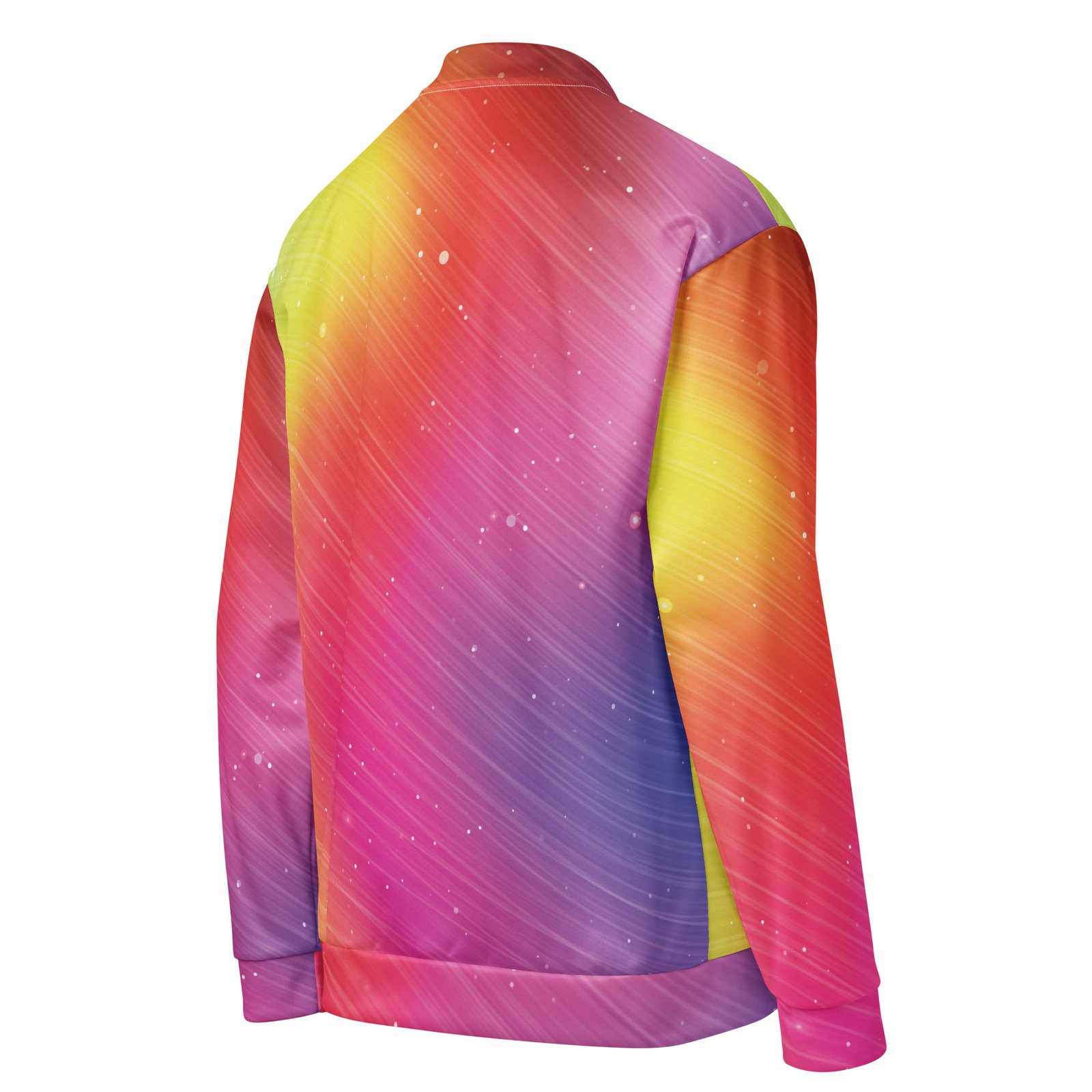 Rainbow Gradient Bomber Jacket Sparkle Diagonal Coat Rainbow Gradient Bomber Jacket Sparkle Diagonal Coat