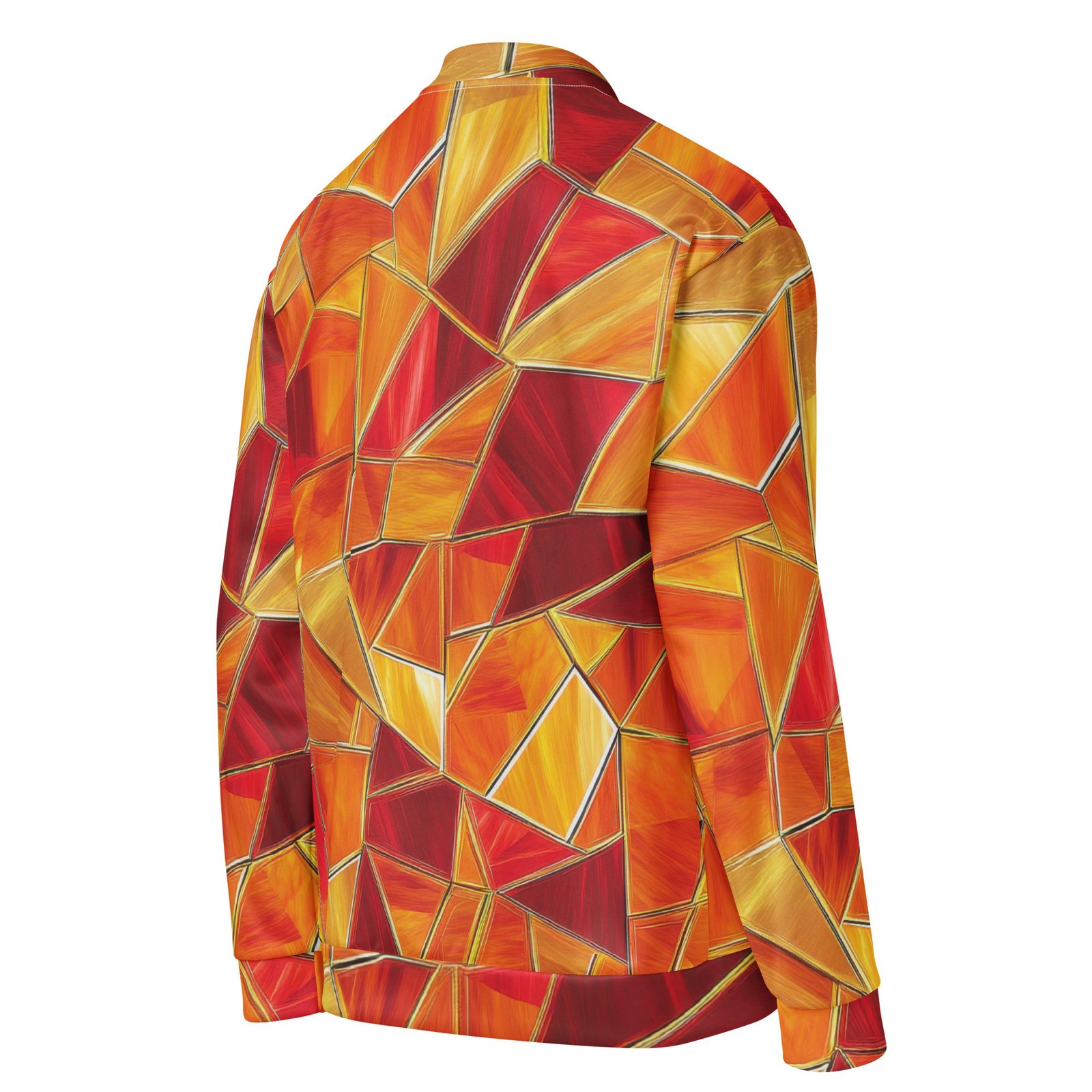Orange Mosaic Bomber Jacket Warm Geometric Coat Orange Mosaic Bomber Jacket Warm Geometric Coat