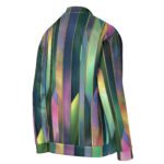 Iridescent Geometric Bomber Jacket Vertical Prism Coat