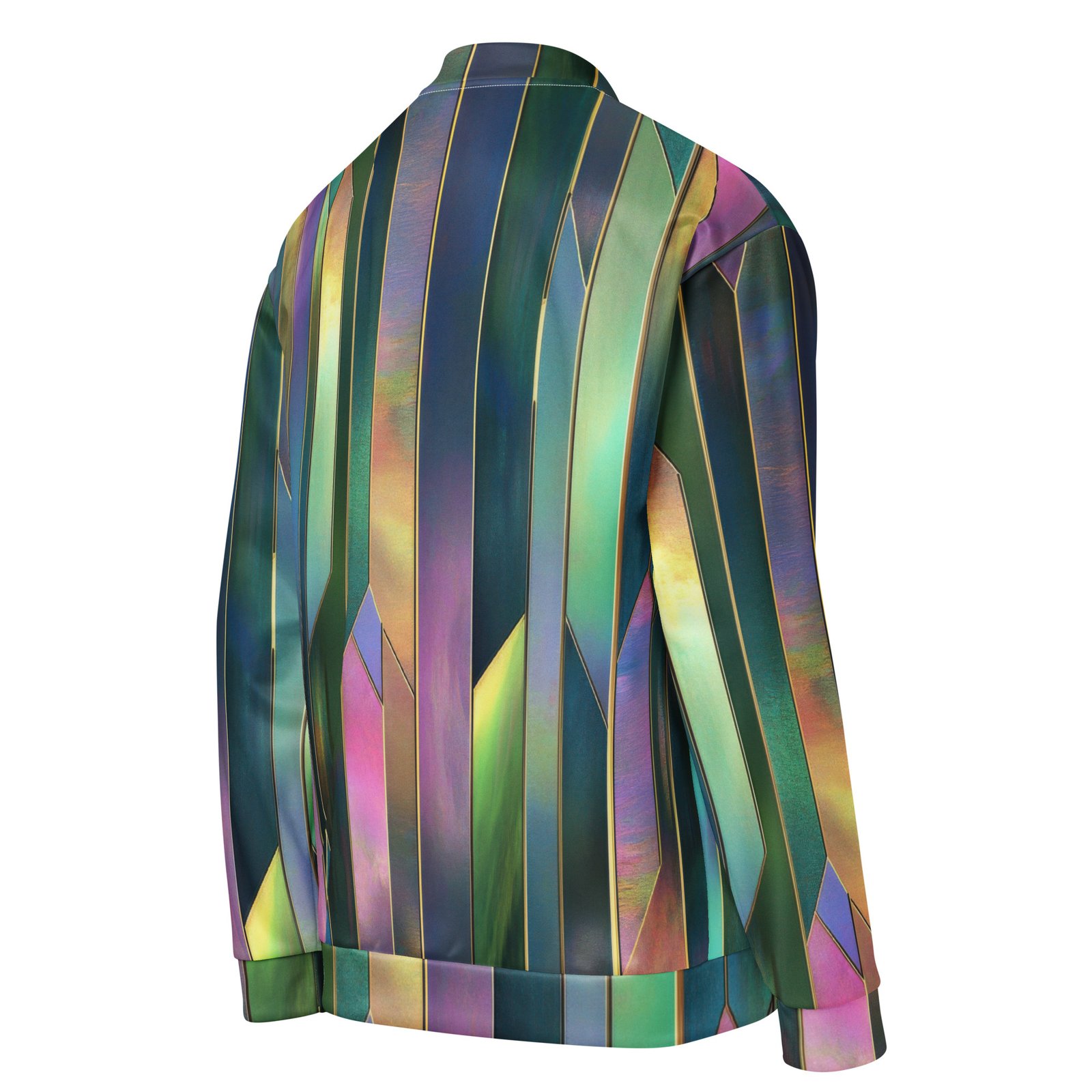 Iridescent Geometric Bomber Jacket Vertical Prism Coat Iridescent Geometric Bomber Jacket Vertical Prism Coat