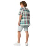 Teal Plaid Madras Button Shirt Vibrant Summer Top