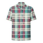 Teal Plaid Madras Button Shirt Vibrant Summer Top