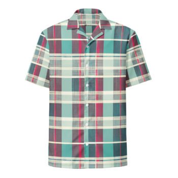 Teal Plaid Madras Button Shirt Vibrant Summer Top