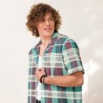 Teal Plaid Madras Button Shirt Vibrant Summer Top