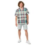 Teal Plaid Madras Button Shirt Vibrant Summer Top