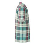Teal Plaid Madras Button Shirt Vibrant Summer Top