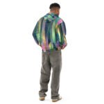 Iridescent Geometric Hoodie Metallic Vertical Design
