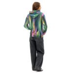 Iridescent Geometric Hoodie Metallic Vertical Design