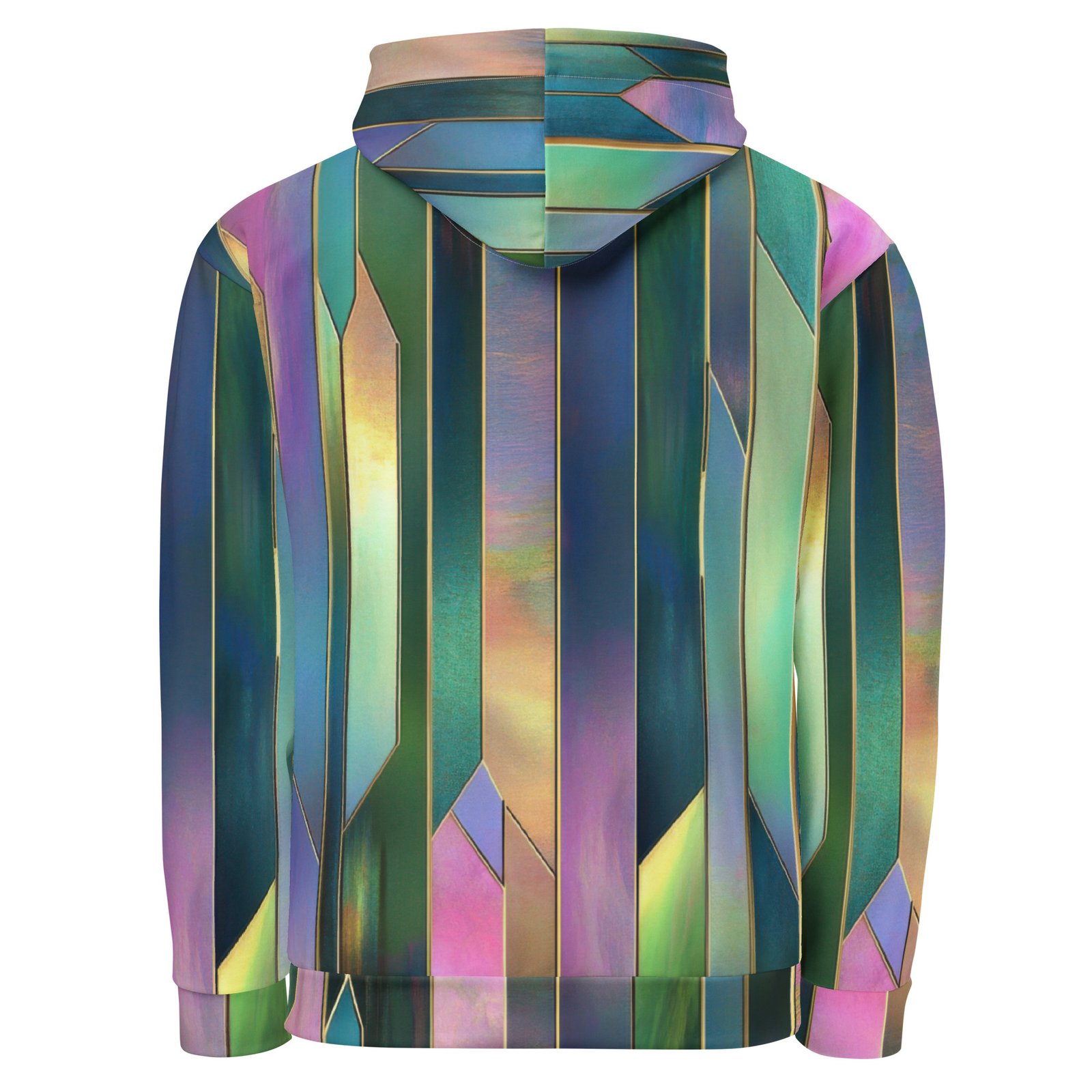 Iridescent Geometric Hoodie Metallic Vertical Design Iridescent Geometric Hoodie Metallic Vertical Design