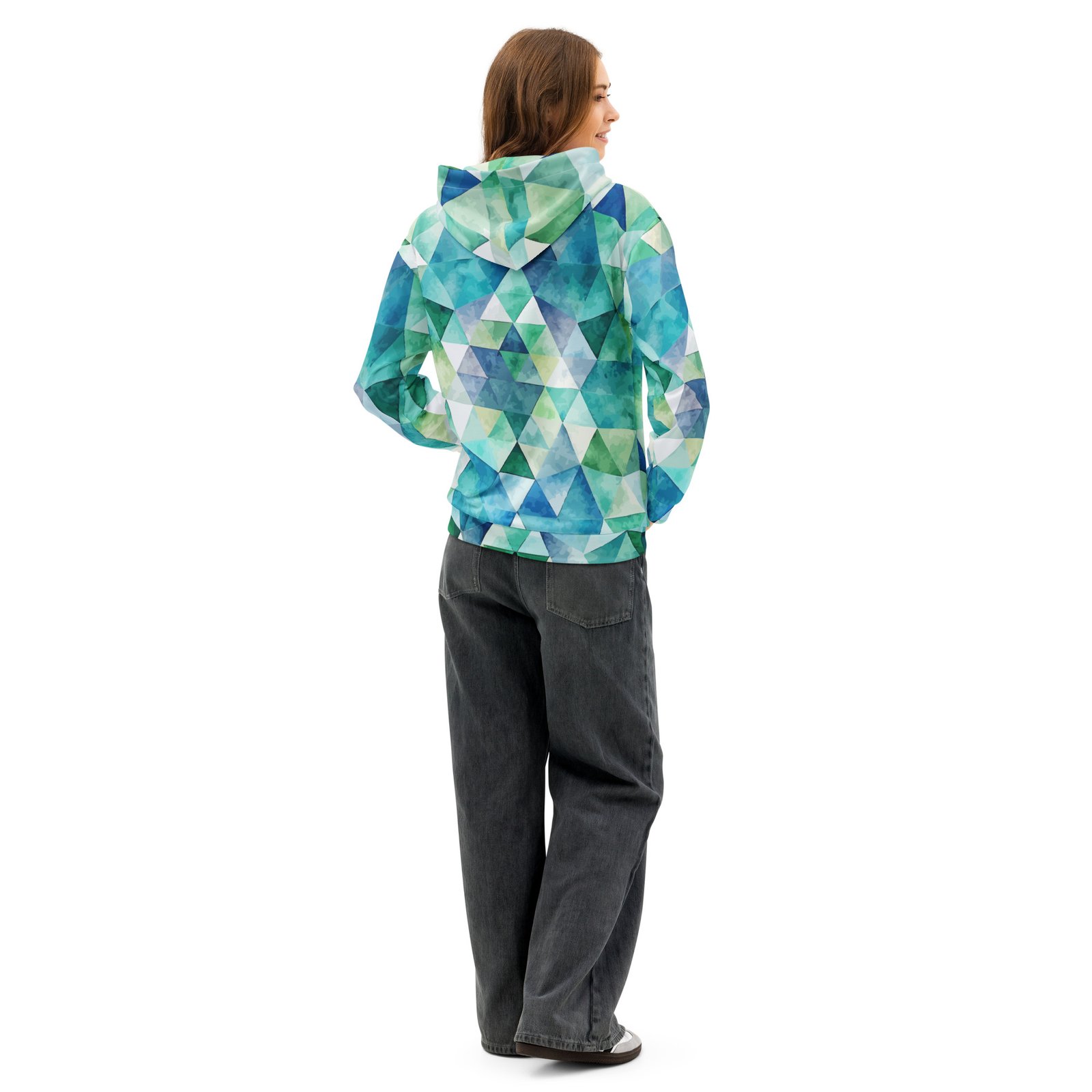 Teal Watercolor Triangle Hoodie Geometric Pullover Teal Watercolor Triangle Hoodie Geometric Pullover
