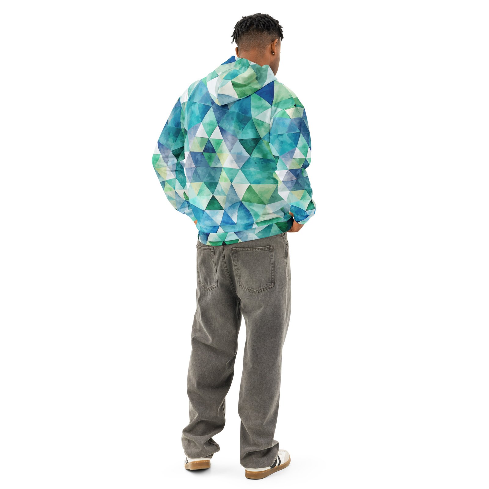 Teal Watercolor Triangle Hoodie Geometric Pullover Teal Watercolor Triangle Hoodie Geometric Pullover