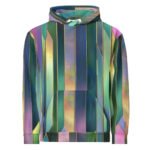 Iridescent Geometric Hoodie - Metallic Vertical Design 1 Iridescent Geometric Hoodie Metallic Vertical Design