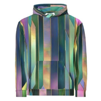 Iridescent Geometric Hoodie Metallic Vertical Design