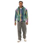 Iridescent Geometric Hoodie Metallic Vertical Design
