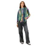 Iridescent Geometric Hoodie Metallic Vertical Design