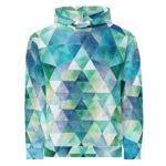 Teal Watercolor Triangle Hoodie - Geometric Pullover 1 Teal Watercolor Triangle Hoodie Geometric Pullover