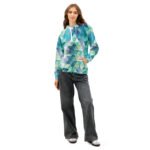 Teal Watercolor Triangle Hoodie Geometric Pullover