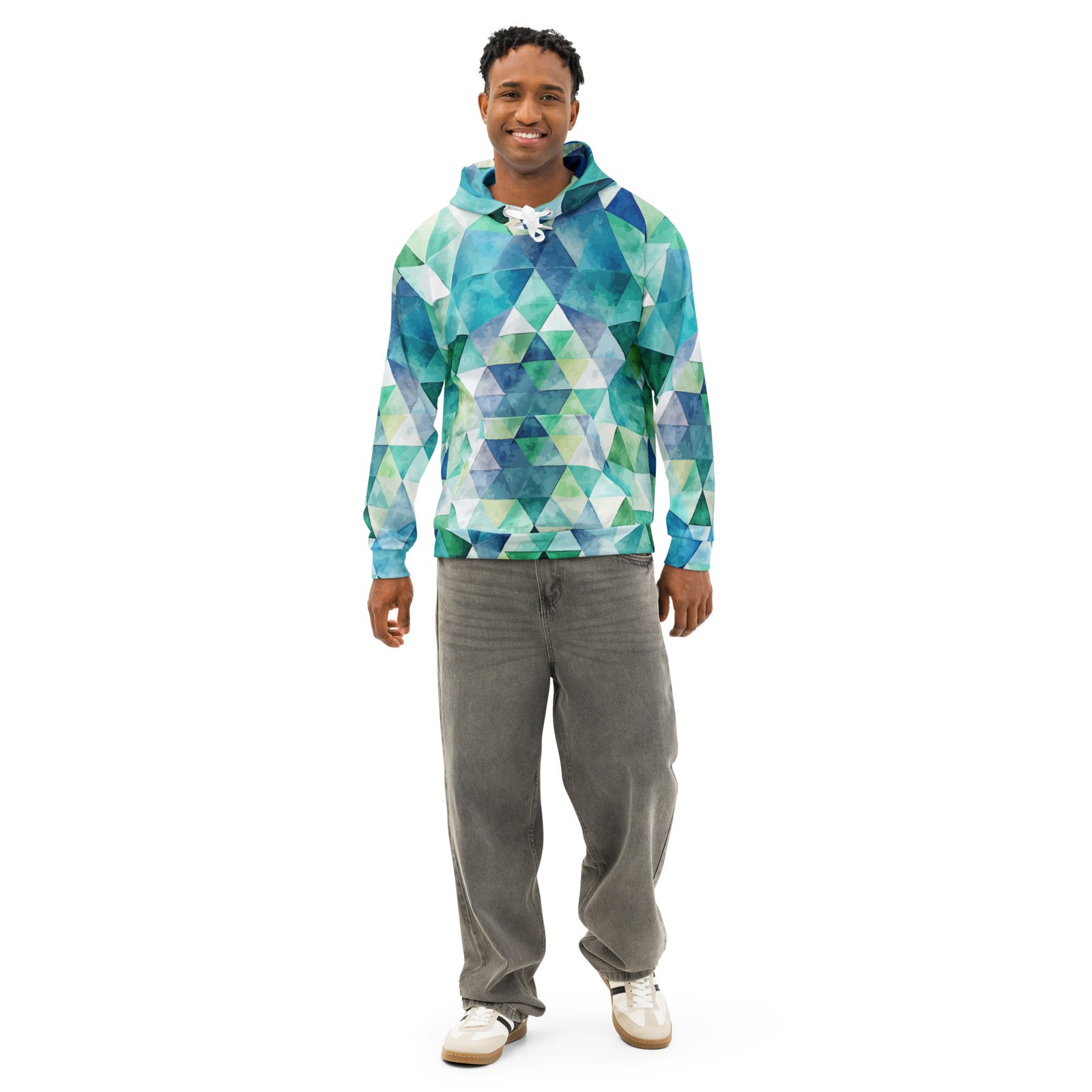 Teal Watercolor Triangle Hoodie Geometric Pullover Teal Watercolor Triangle Hoodie Geometric Pullover