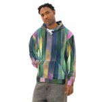 Iridescent Geometric Hoodie Metallic Vertical Design