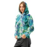Teal Watercolor Triangle Hoodie Geometric Pullover