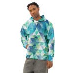 Teal Watercolor Triangle Hoodie Geometric Pullover