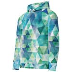 Teal Watercolor Triangle Hoodie Geometric Pullover