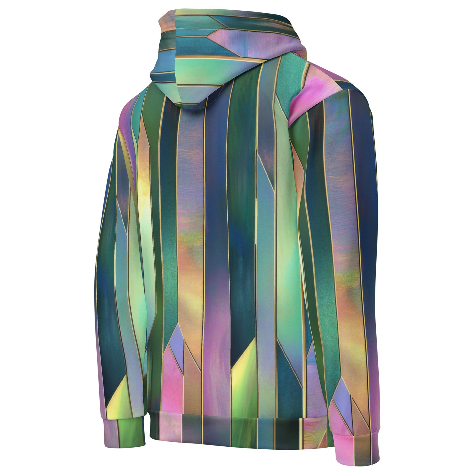Iridescent Geometric Hoodie Metallic Vertical Design Iridescent Geometric Hoodie Metallic Vertical Design